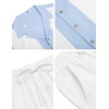image:imageCOOFANDY Men 2 Piece Linen Outfit Beach Button Down Shirt Casual Loose Pant SetsLight Blue Patchwork White ShirtWhite Pants