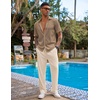 image:imageCOOFANDY Mens 2 Piece Outfit Casual Short Sleeve Button Down Shirt Beach Summer Loose Pant SetsBrown Khaki