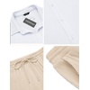 image:imageCOOFANDY Mens 2 Piece Outfit Casual Short Sleeve Button Down Shirt Beach Summer Loose Pant SetsWhite Khaki