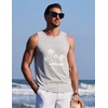 image:imageCOOFANDY Mens Beach Tank Tops Summer Cotton Sleeveless Graphic T Shirts Palm Tree Casual Vacation Muscle TankLight Grey