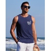image:imageCOOFANDY Mens Beach Tank Tops Summer Cotton Sleeveless Graphic T Shirts Palm Tree Casual Vacation Muscle TankNavy Blue