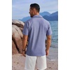 image:imageCOOFANDY Mens Button Down Shirts Short Sleeve Casual Shirts Summer Beach Linen Shirts with PocketGrey Blue