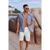 image:imageCOOFANDY Mens Button Down Shirts Short Sleeve Casual Shirts Summer Beach Linen Shirts with PocketGrey Blue