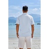 image:imageCOOFANDY Mens Button Down Shirts Short Sleeve Casual Shirts Summer Beach Linen Shirts with PocketMint Blue