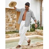 image:imageCOOFANDY Mens Cotton Linen Button Down Shirts Long Sleeve Casual Summer Beach Shirts for Men1 Light Grey