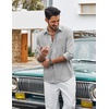 image:imageCOOFANDY Mens Cotton Linen Button Down Shirts Long Sleeve Casual Summer Beach Shirts for Men1 Light Grey