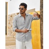 image:imageCOOFANDY Mens Cotton Linen Button Down Shirts Long Sleeve Casual Summer Beach Shirts for Men1 Light Grey