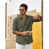 image:imageCOOFANDY Mens Cotton Linen Button Down Shirts Long Sleeve Casual Summer Beach Shirts for MenArmy Green