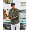 image:imageCOOFANDY Mens Cotton Linen Button Down Shirts Long Sleeve Casual Summer Beach Shirts for MenArmy Green