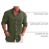 image:imageCOOFANDY Mens Cotton Linen Button Down Shirts Long Sleeve Casual Summer Beach Shirts for MenArmy Green