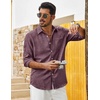 image:imageCOOFANDY Mens Cotton Linen Button Down Shirts Long Sleeve Casual Summer Beach Shirts for MenBurgundy