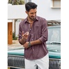 image:imageCOOFANDY Mens Cotton Linen Button Down Shirts Long Sleeve Casual Summer Beach Shirts for MenBurgundy