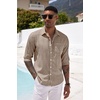 image:imageCOOFANDY Mens Cotton Linen Button Down Shirts Long Sleeve Casual Summer Beach Shirts for MenCamel