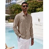 image:imageCOOFANDY Mens Cotton Linen Button Down Shirts Long Sleeve Casual Summer Beach Shirts for MenCamel