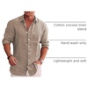image:imageCOOFANDY Mens Cotton Linen Button Down Shirts Long Sleeve Casual Summer Beach Shirts for MenCamel
