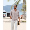 image:imageCOOFANDY Mens Cotton Linen Button Down Shirts Long Sleeve Casual Summer Beach Shirts for MenChampagne
