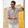 image:imageCOOFANDY Mens Cotton Linen Button Down Shirts Long Sleeve Casual Summer Beach Shirts for MenChampagne