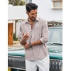 image:imageCOOFANDY Mens Cotton Linen Button Down Shirts Long Sleeve Casual Summer Beach Shirts for MenChampagne