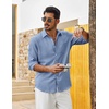 image:imageCOOFANDY Mens Cotton Linen Button Down Shirts Long Sleeve Casual Summer Beach Shirts for MenDenim Blue