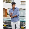 image:imageCOOFANDY Mens Cotton Linen Button Down Shirts Long Sleeve Casual Summer Beach Shirts for MenDenim Blue