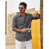 image:imageCOOFANDY Mens Cotton Linen Button Down Shirts Long Sleeve Casual Summer Beach Shirts for MenFlecking Black