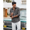 image:imageCOOFANDY Mens Cotton Linen Button Down Shirts Long Sleeve Casual Summer Beach Shirts for MenFlecking Black