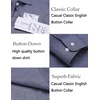 image:imageCOOFANDY Mens Cotton Linen Button Down Shirts Long Sleeve Casual Summer Beach Shirts for MenHeathered Navy