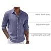 image:imageCOOFANDY Mens Cotton Linen Button Down Shirts Long Sleeve Casual Summer Beach Shirts for MenHeathered Navy