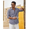 image:imageCOOFANDY Mens Cotton Linen Button Down Shirts Long Sleeve Casual Summer Beach Shirts for MenHeathered Navy