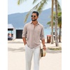 image:imageCOOFANDY Mens Cotton Linen Button Down Shirts Long Sleeve Casual Summer Beach Shirts for MenKhaki