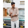 image:imageCOOFANDY Mens Cotton Linen Button Down Shirts Long Sleeve Casual Summer Beach Shirts for MenKhaki