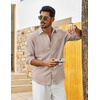image:imageCOOFANDY Mens Cotton Linen Button Down Shirts Long Sleeve Casual Summer Beach Shirts for MenKhaki