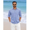 image:imageCOOFANDY Mens Cotton Linen Button Down Shirts Long Sleeve Casual Summer Beach Shirts for MenLight Blue