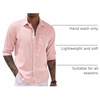 image:imageCOOFANDY Mens Cotton Linen Button Down Shirts Long Sleeve Casual Summer Beach Shirts for MenLight Pink