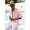 image:imageCOOFANDY Mens Cotton Linen Button Down Shirts Long Sleeve Casual Summer Beach Shirts for MenLight Pink
