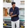 image:imageCOOFANDY Mens Cotton Linen Button Down Shirts Long Sleeve Casual Summer Beach Shirts for MenNavy Blue