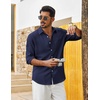 image:imageCOOFANDY Mens Cotton Linen Button Down Shirts Long Sleeve Casual Summer Beach Shirts for MenNavy Blue