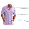 image:imageCOOFANDY Mens Cotton Linen Button Down Shirts Long Sleeve Casual Summer Beach Shirts for MenPurple