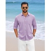image:imageCOOFANDY Mens Cotton Linen Button Down Shirts Long Sleeve Casual Summer Beach Shirts for MenPurple