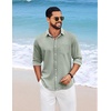 image:imageCOOFANDY Mens Cotton Linen Button Down Shirts Long Sleeve Casual Summer Beach Shirts for MenSage Green