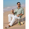 image:imageCOOFANDY Mens Cotton Linen Button Down Shirts Long Sleeve Casual Summer Beach Shirts for MenSage Green