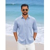image:imageCOOFANDY Mens Cotton Linen Button Down Shirts Long Sleeve Casual Summer Beach Shirts for MenSky Blue