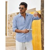 image:imageCOOFANDY Mens Cotton Linen Button Down Shirts Long Sleeve Casual Summer Beach Shirts for MenSky Blue