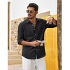 image:imageCOOFANDY Mens Cotton Linen Button Down Shirts Long Sleeve Casual Summer Beach Shirts for MenSolid Black