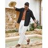 image:imageCOOFANDY Mens Cotton Linen Button Down Shirts Long Sleeve Casual Summer Beach Shirts for MenSolid Black