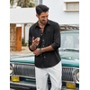 image:imageCOOFANDY Mens Cotton Linen Button Down Shirts Long Sleeve Casual Summer Beach Shirts for MenSolid Black
