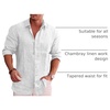 image:imageCOOFANDY Mens Cotton Linen Button Down Shirts Long Sleeve Casual Summer Beach Shirts for MenWhite