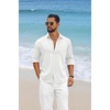 image:imageCOOFANDY Mens Cotton Linen Button Down Shirts Long Sleeve Casual Summer Beach Shirts for MenWhite