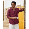 image:imageCOOFANDY Mens Cotton Linen Button Down Shirts Long Sleeve Casual Summer Beach Shirts for MenWine Red