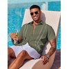 image:imageCOOFANDY Mens Cuban Guayabera Shirt Short Sleeve Button Down Shirts Summer Beach Vacation ShirtsArmy Green  White Webbing